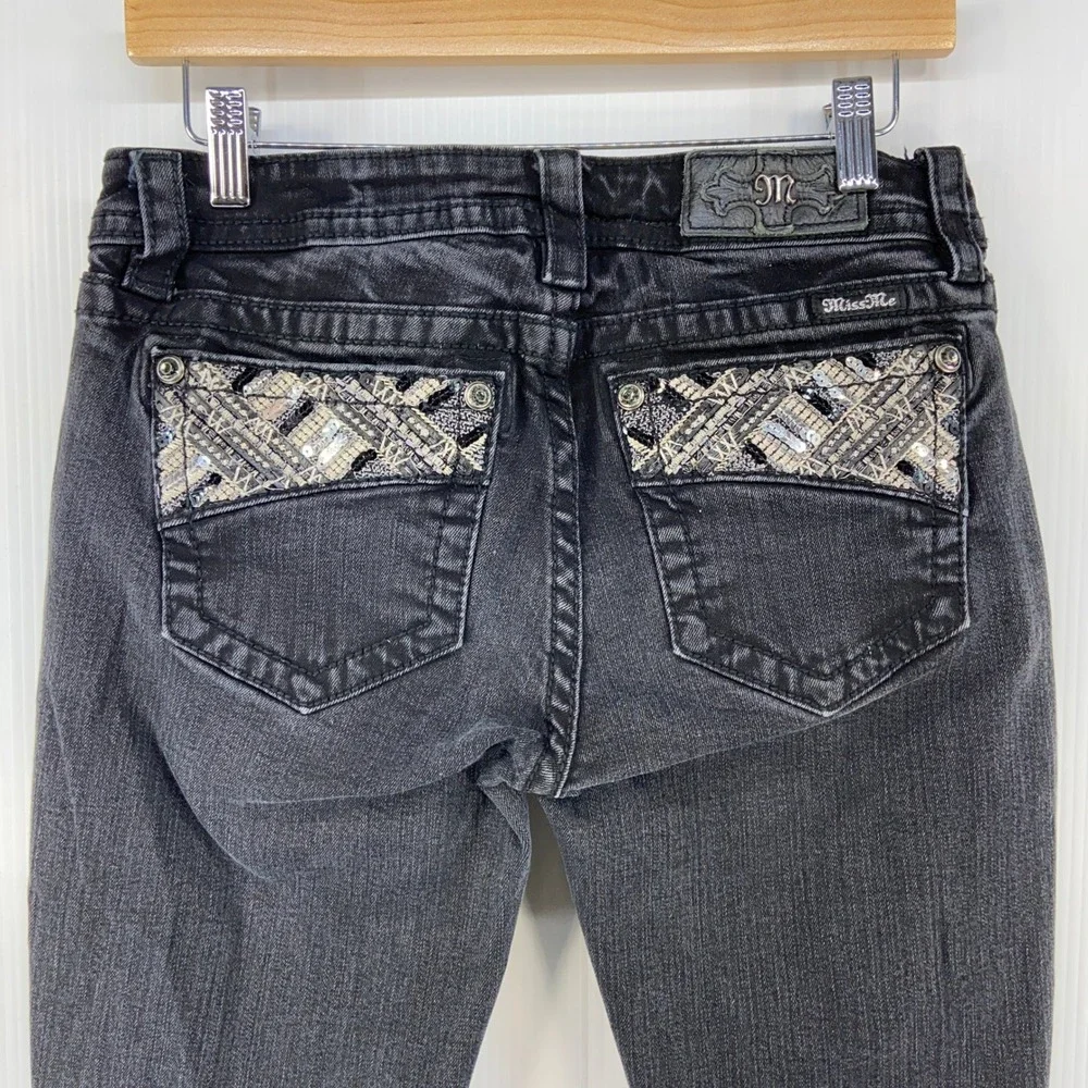 Miss Me‎ Signature Skinny Black Denim Jeans Embellished Womens 29